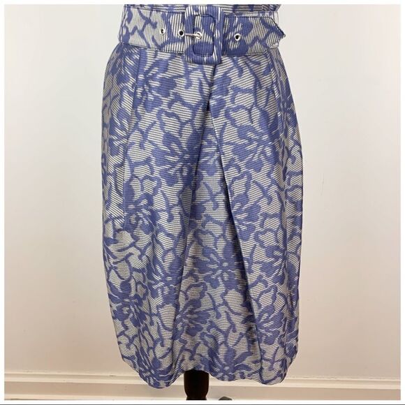 Aiden Mattox Blue and Taupe Floral Jacquard Cocktail Dress Sz 8 - Picture 4 of 12